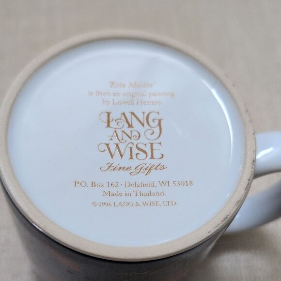 Vintage Catching Leaves Coffee Cat Mug By Lang & Wise Artwork by Lowell Herrero - Picture 5 of 7